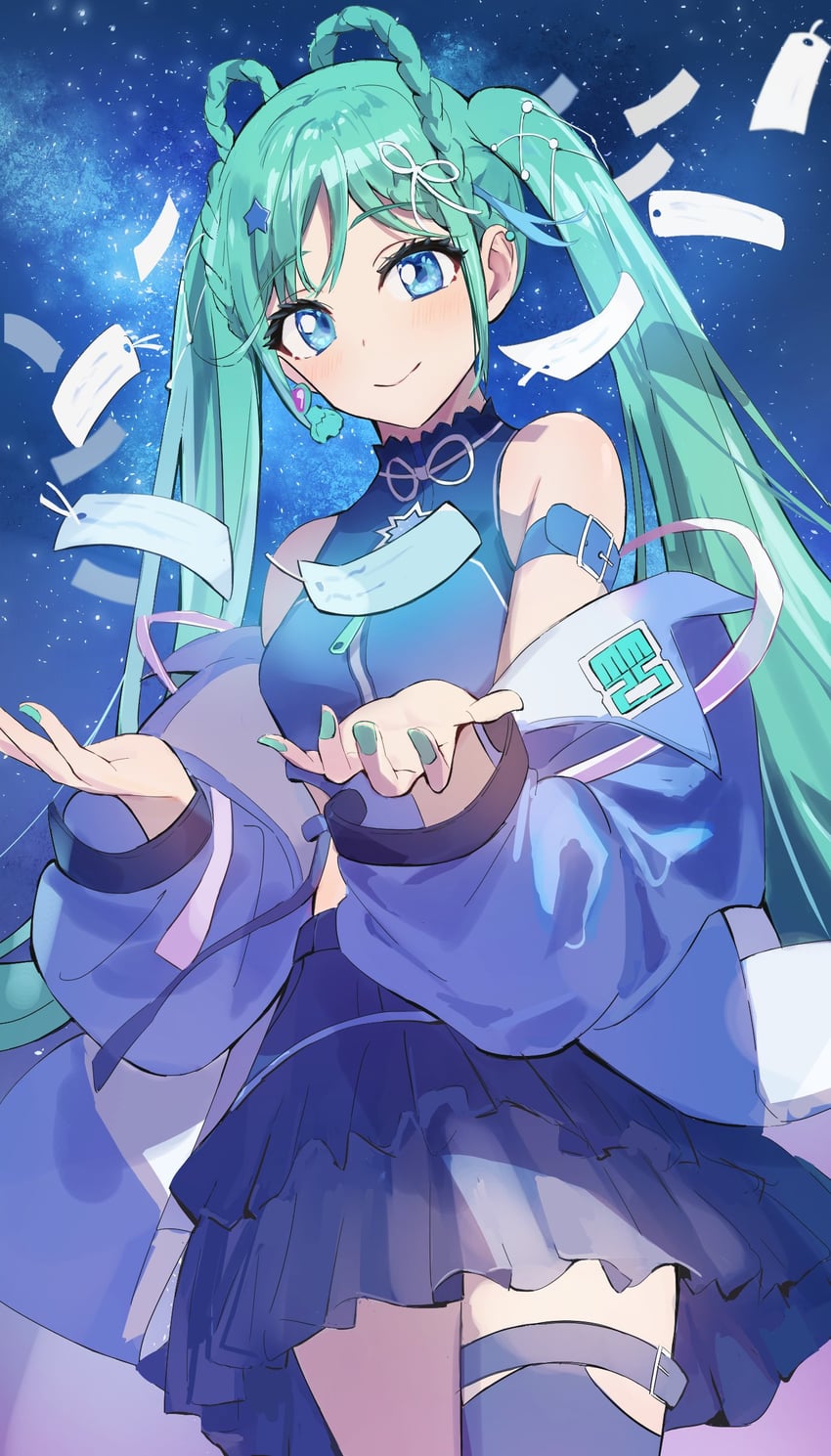 hatsune miku and magical mirai miku (vocaloid and 1 more) drawn by daminminmin