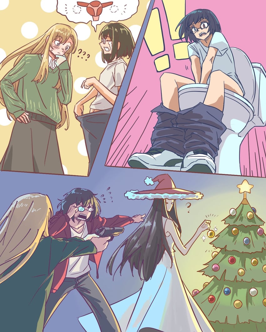 kamikoshi sorawo, nishina toriko, and uruma satsuki (dandadan and 1 more) drawn by anjuro_zeeku