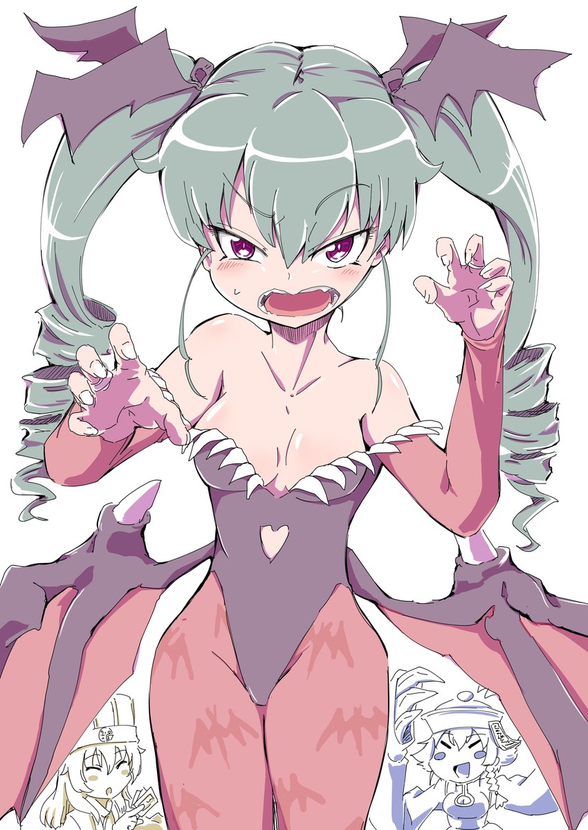 morrigan aensland, anchovy, pepperoni, carpaccio, hsien-ko, and 1 more (girls und panzer and 1 more) drawn by bob_(you-u-kai)
