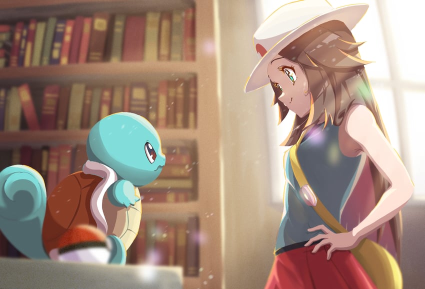 leaf and squirtle (pokemon and 1 more) drawn by keeno-ringo46