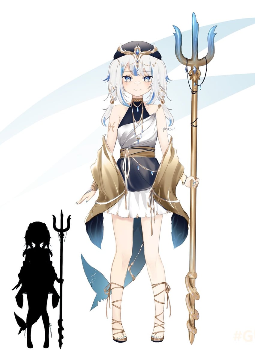 gawr gura (hololive and 1 more) drawn by yoclesh