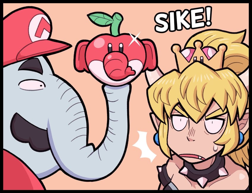 mario, bowsette, and elephant mario (mario and 2 more) drawn by ayyk92