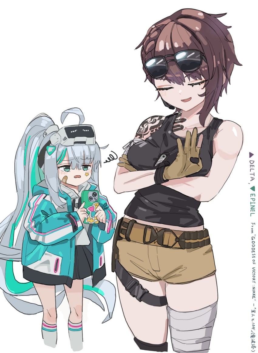 epinel and delta (goddess of victory: nikke) drawn by kunikuni_(kunihiro2005)
