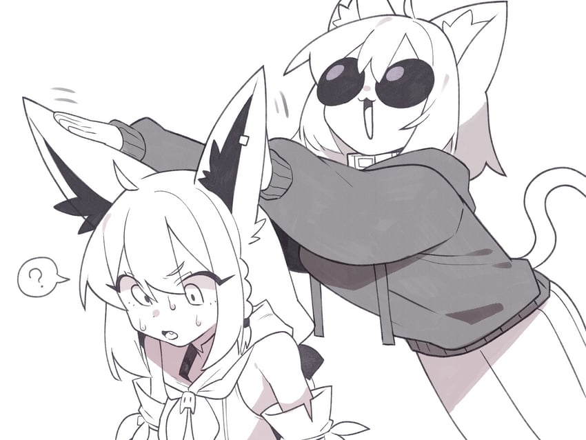 shirakami fubuki and nekomata okayu (hololive) drawn by cocomayo29_(tomato)