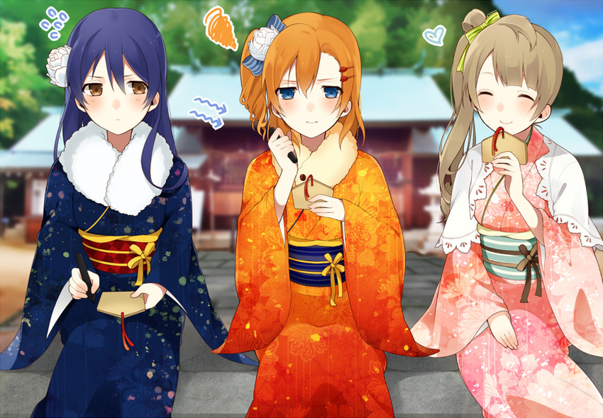sonoda umi, minami kotori, and kosaka honoka (love live! and 1 more) drawn by chisumi