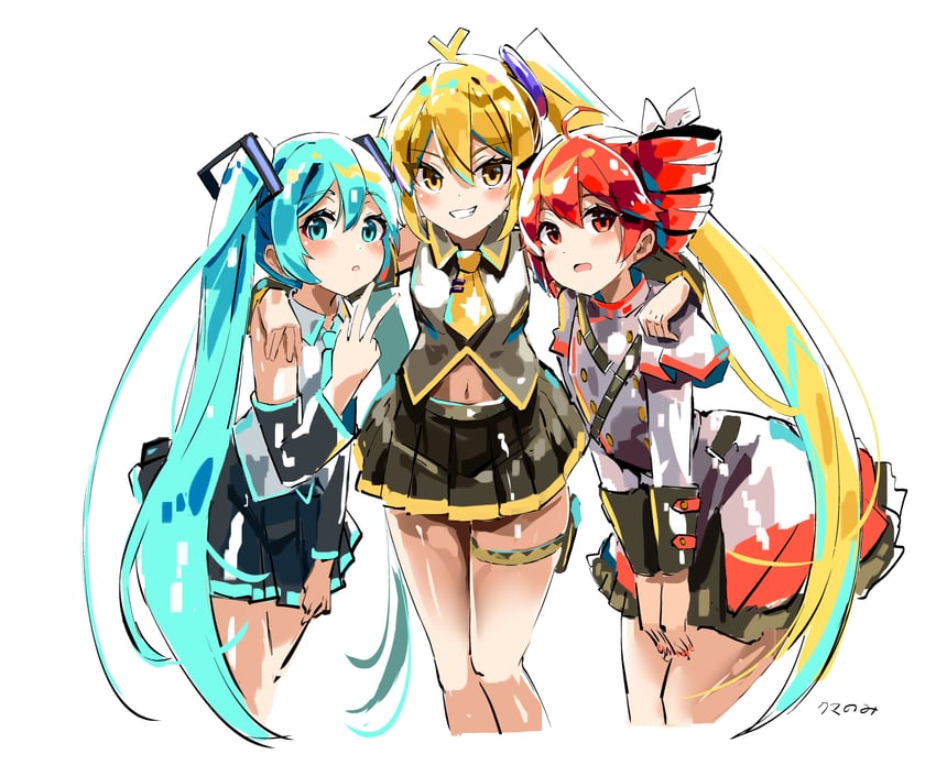 hatsune miku, kasane teto, and akita neru (vocaloid and 3 more) drawn by mp777b
