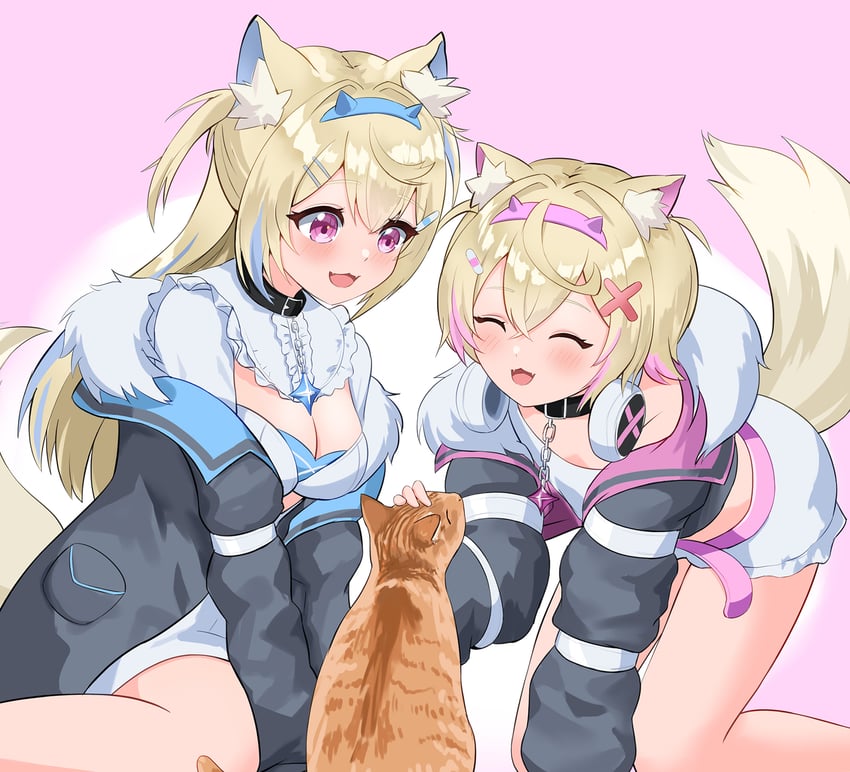 fuwawa abyssgard and mococo abyssgard (hololive and 1 more) drawn by isazawa