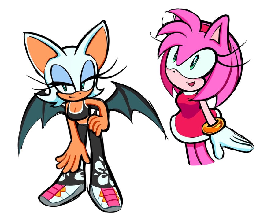 amy rose and rouge the bat (sonic and 1 more) drawn by rodka_sth
