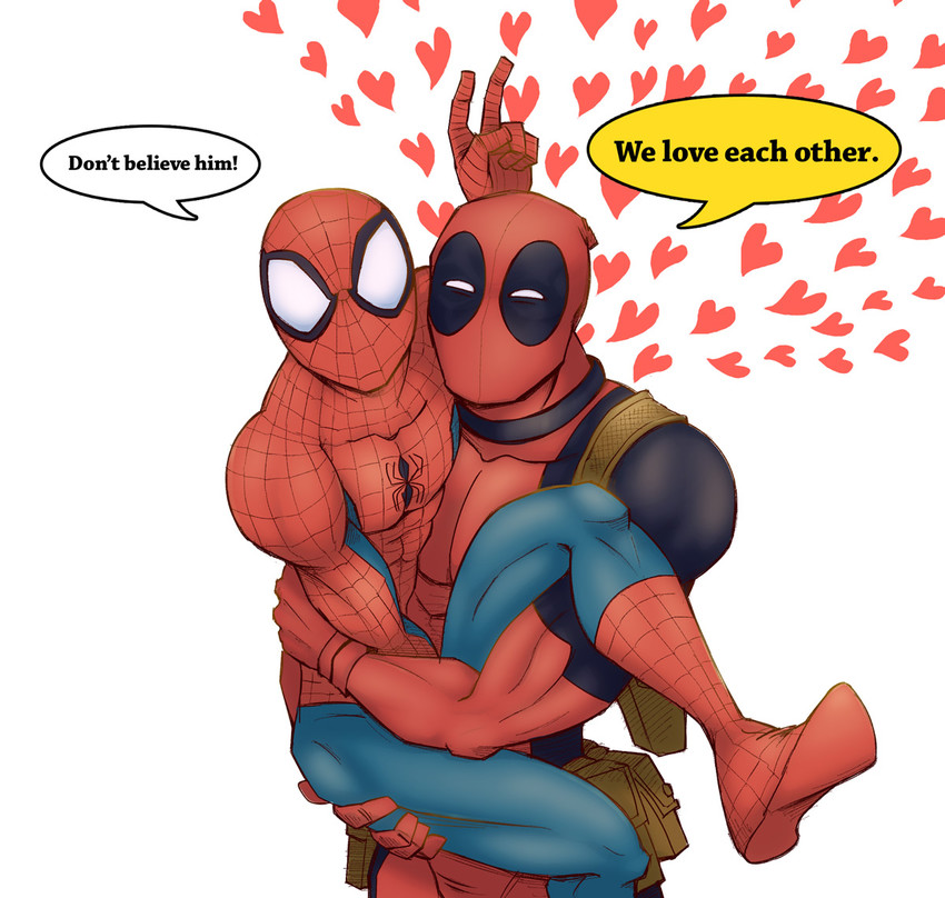 deadpool and spider-man (marvel and 2 more) drawn by sun_visor_(mata69)