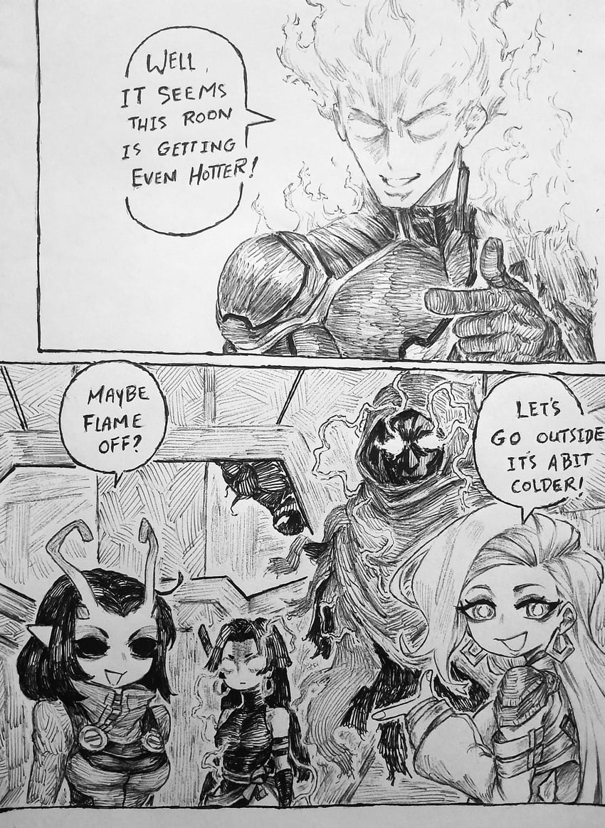 psylocke, venom, dagger, mantis, johnny storm, and 1 more (marvel and 4 more) drawn by chronozbergh
