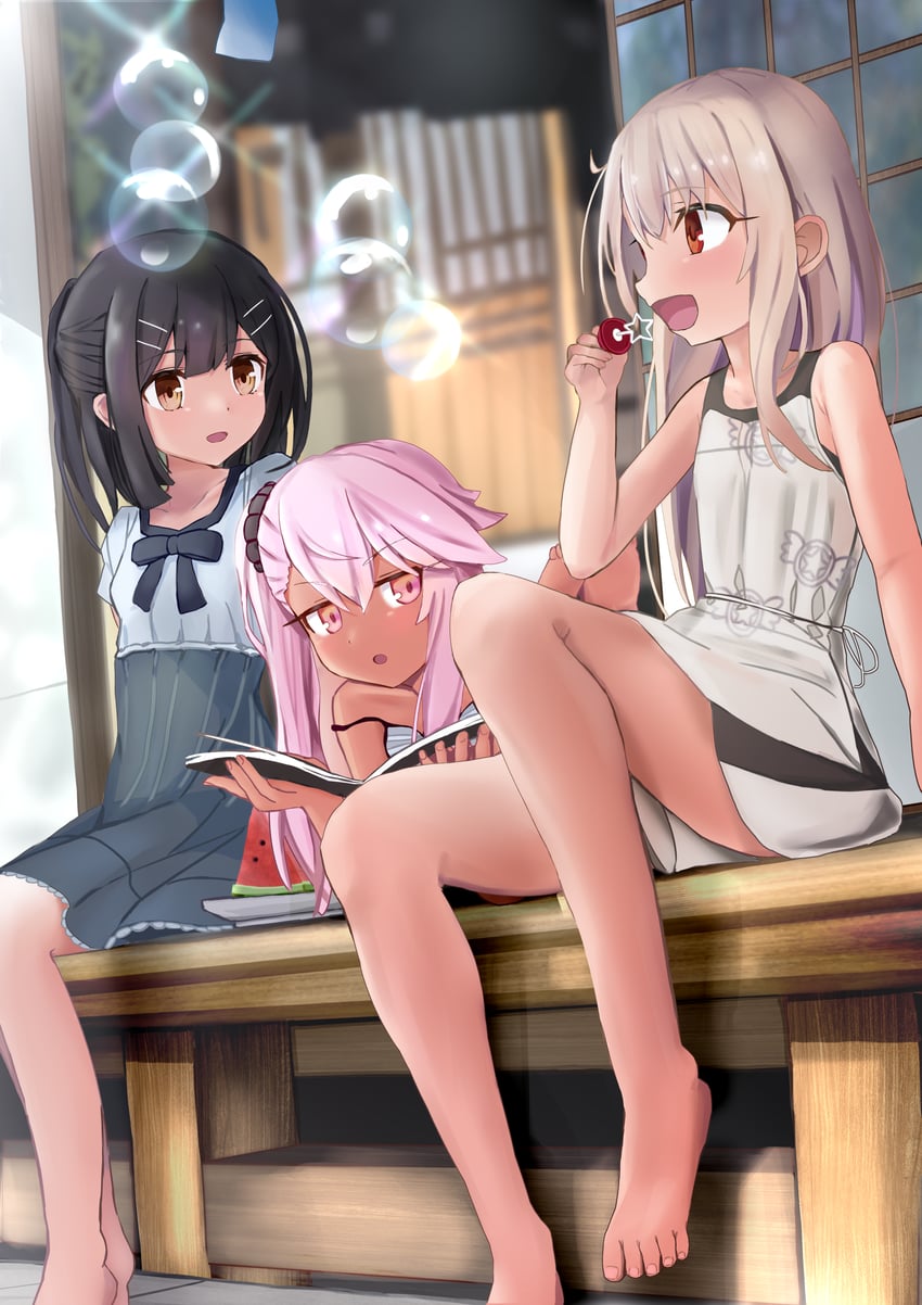 illyasviel von einzbern, chloe von einzbern, and miyu edelfelt (fate and 1 more) drawn by kebab_(blackdoll)