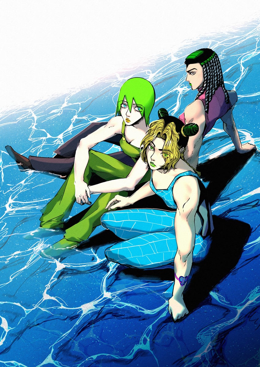 kujo jotaro, foo fighters, and ermes costello (jojo no kimyou na bouken and 1 more) drawn by kimeohandream