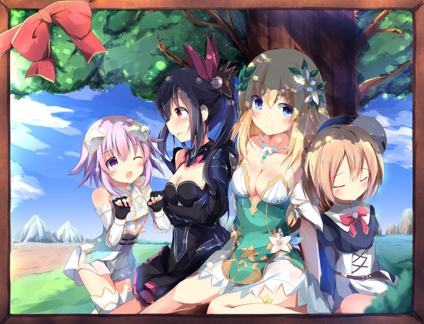 neptune, noire, blanc, and vert (neptune and 1 more) drawn by hinata_yuu_(atelierhinata)
