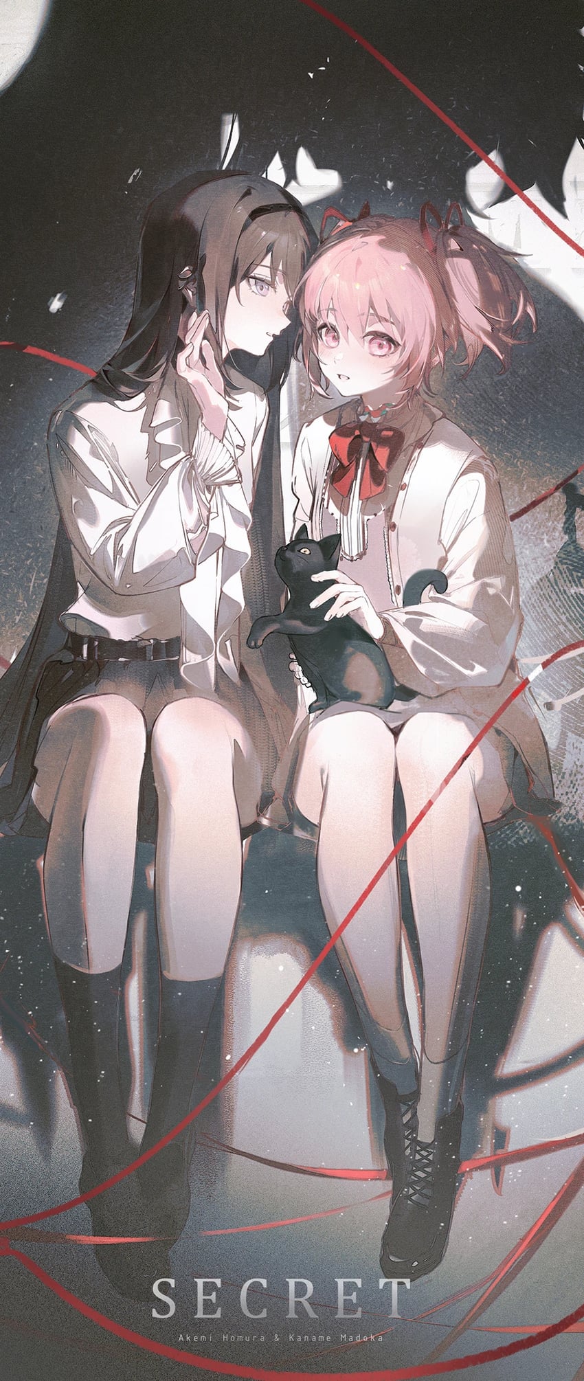 akemi homura and kaname madoka (mahou shoujo madoka magica) drawn by bai_qi-qsr