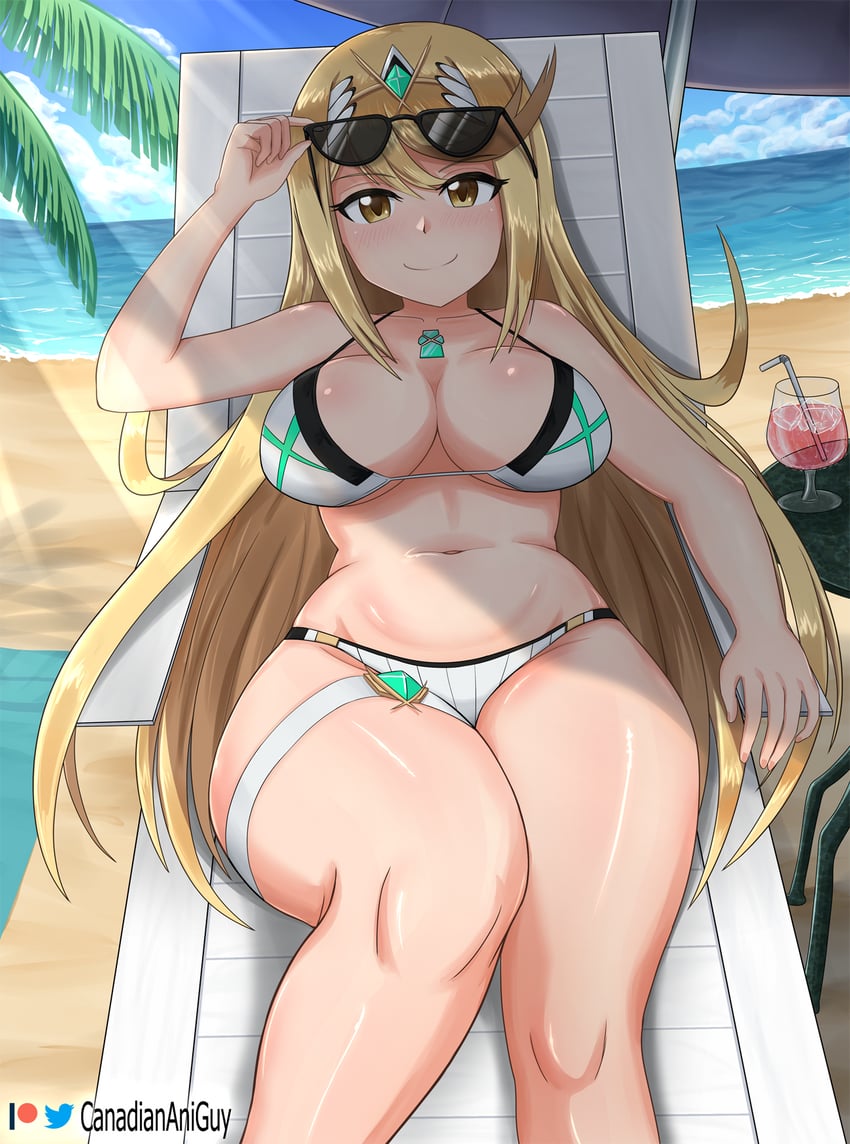 mythra (xenoblade chronicles and 1 more) drawn by canadiananiguy