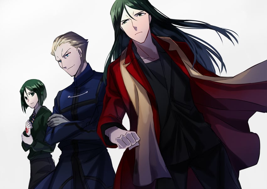 waver velvet, lord el-melloi ii, and kayneth el-melloi archibald (fate and 1 more) drawn by ycco_(estrella)