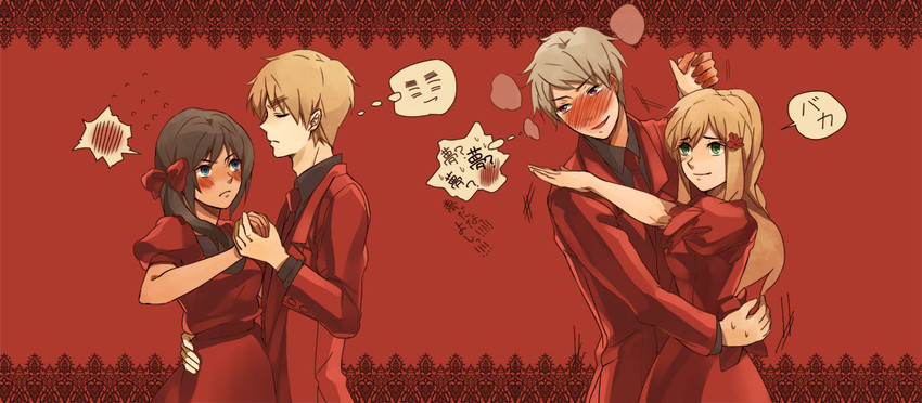 united kingdom, prussia, hungary, and seychelles (axis powers hetalia) drawn by oba-min
