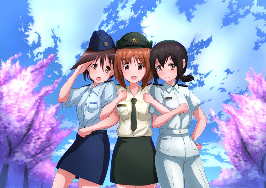 fubuki, nishizumi miho, and miyafuji yoshika (kantai collection and 3 more) drawn by dai_toro