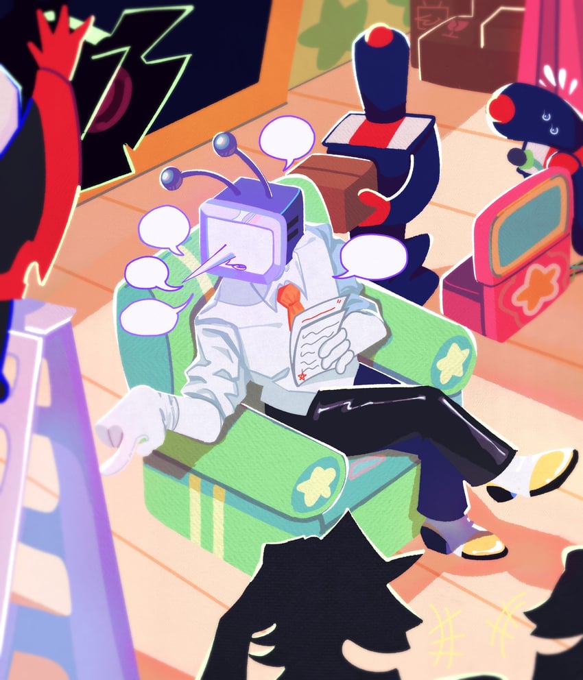 ant tenna, shadowguy, pippins, and zapper (deltarune) drawn by rainforest_s2