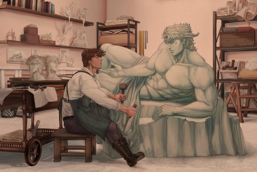 joseph joestar and caesar anthonio zeppeli (jojo no kimyou na bouken and 1 more) drawn by spaceathes