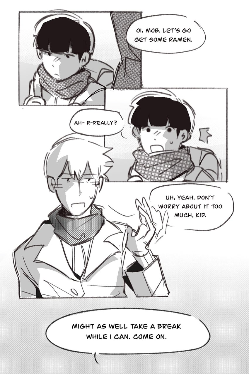 kageyama shigeo and reigen arataka (mob psycho 100) drawn by mp100days