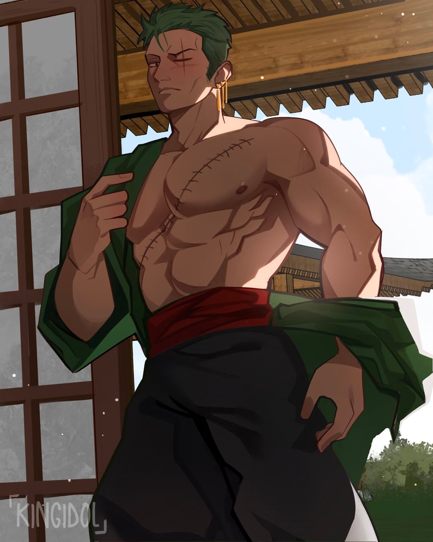 roronoa zoro (one piece) drawn by kingcumlord