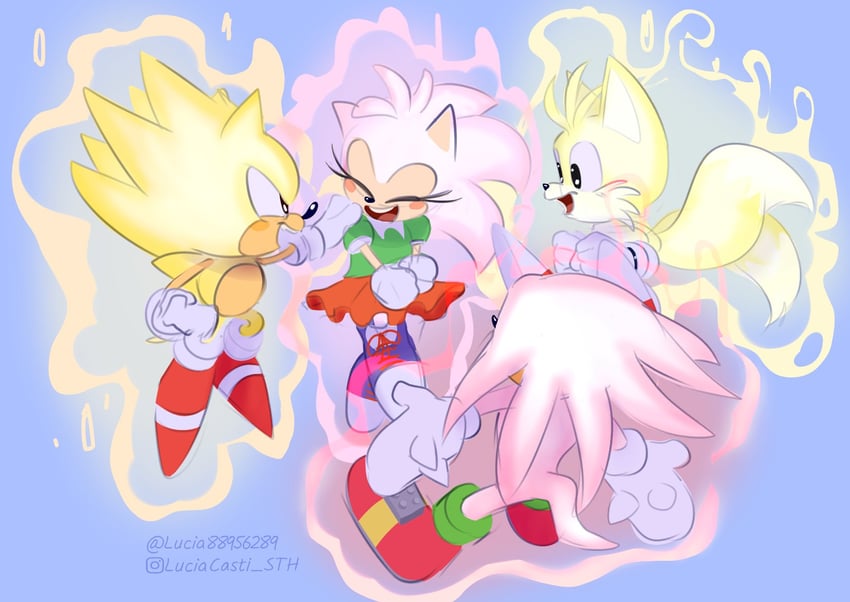 sonic the hedgehog, amy rose, tails, knuckles the echidna, classic sonic, and 7 more (sonic and 2 more) drawn by lucia88956289