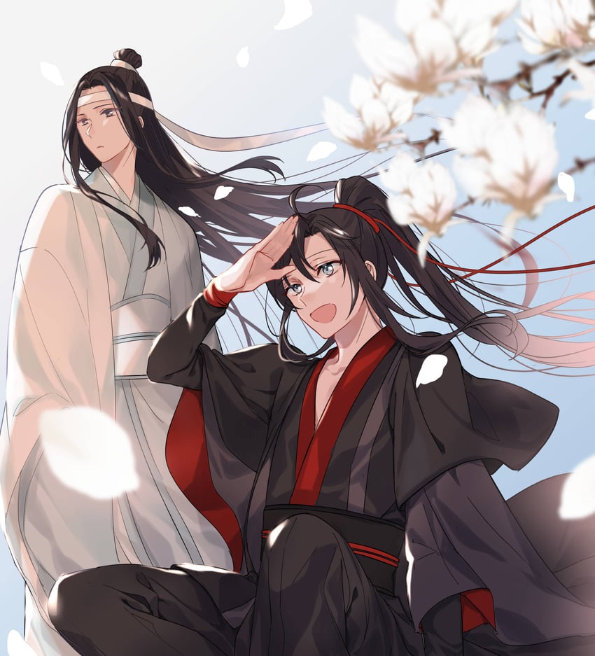 wei wuxian and lan wangji (modao zushi) drawn by hyottokoane