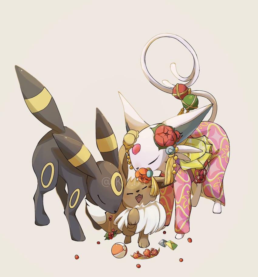 eevee, umbreon, and espeon (pokemon and 1 more) drawn by ktbr_2
