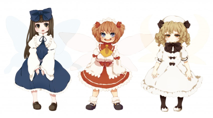 star sapphire, luna child, and sunny milk (touhou) drawn by kyachi
