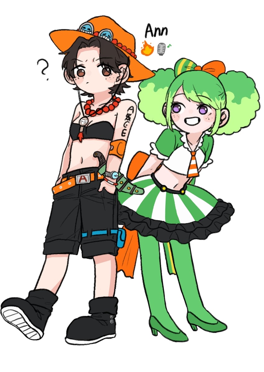portgas d. ace, portgas d. anne, and ann (one piece and 1 more) drawn by eanji0704