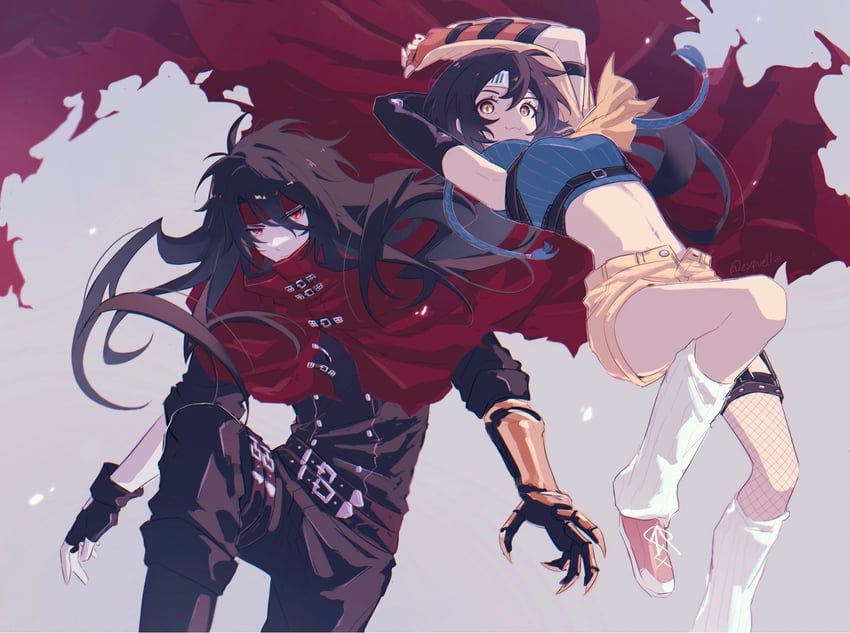 yuffie kisaragi and vincent valentine (final fantasy and 1 more) drawn by mao_(expuella)