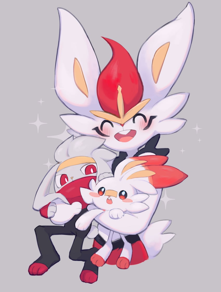 scorbunny, cinderace, and raboot (pokemon) drawn by 3rd_rb