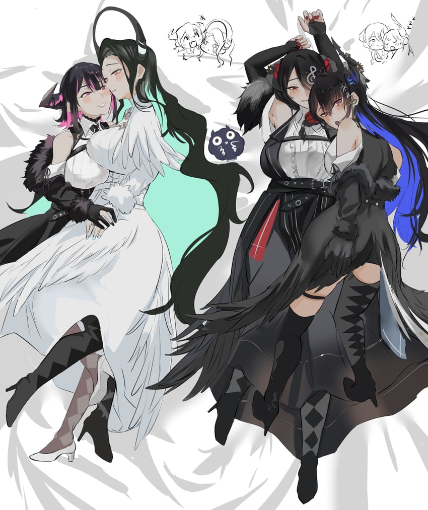 nerissa ravencroft, mamarissa, aradia ravencroft, and malpha ravencroft (hololive and 1 more) drawn by set7