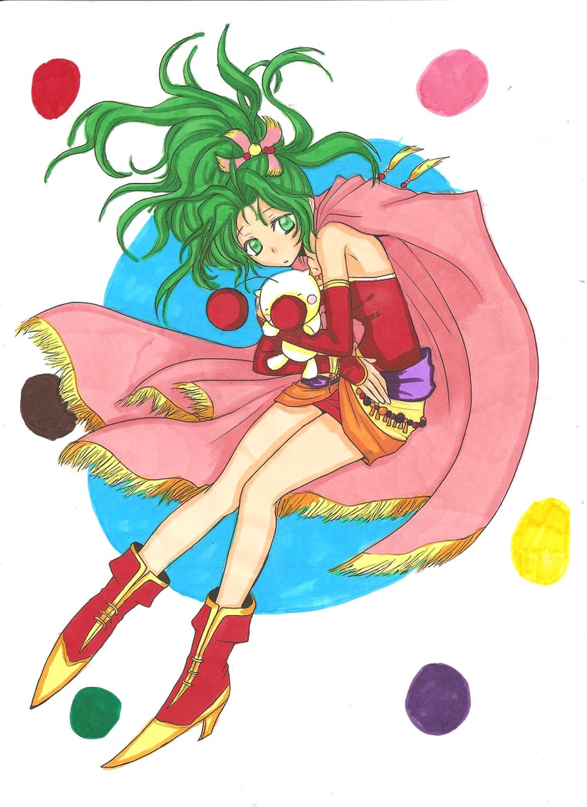 terra branford and moogle (final fantasy and 1 more) drawn by akmegu and claireroses