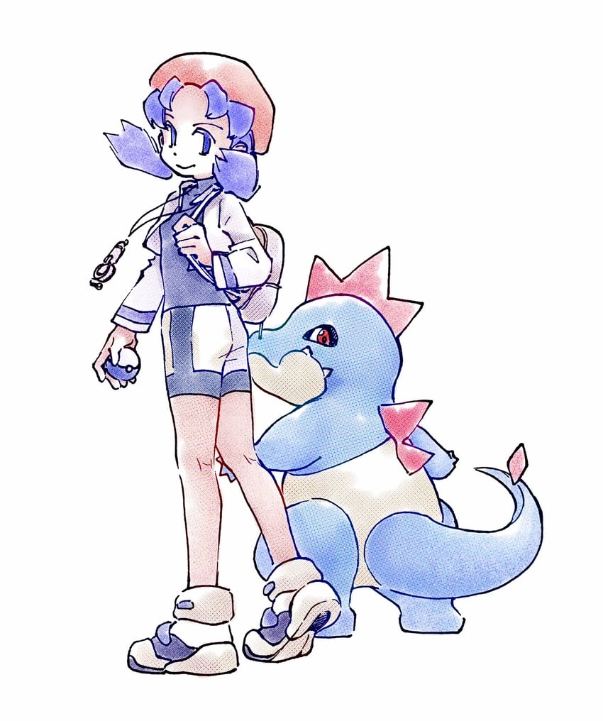 kris and croconaw (pokemon and 1 more) drawn by tan_carbonnn