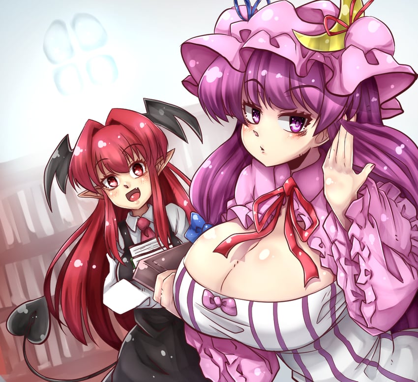 patchouli knowledge and koakuma (touhou) drawn by norori
