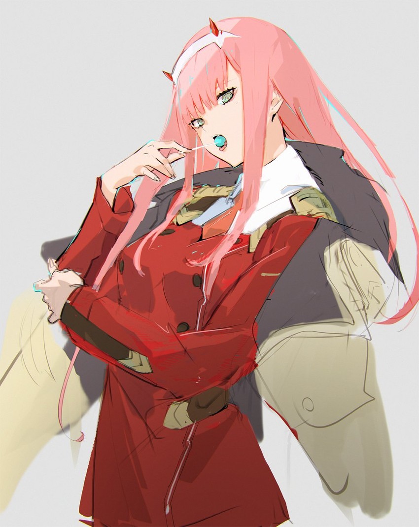 zero two (darling in the franxx) drawn by so-bin