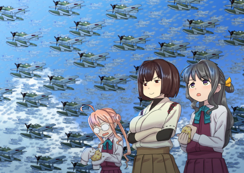 naganami, hyuuga, and makigumo (kantai collection) drawn by misumi_(niku-kyu)