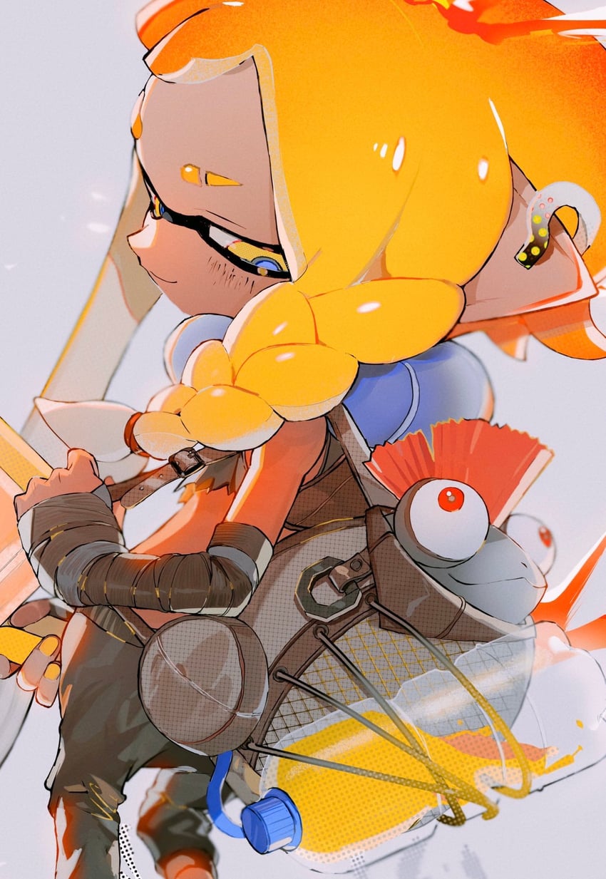 inkling player character, inkling girl, smallfry, and agent 3 (splatoon and 1 more) drawn by hossi