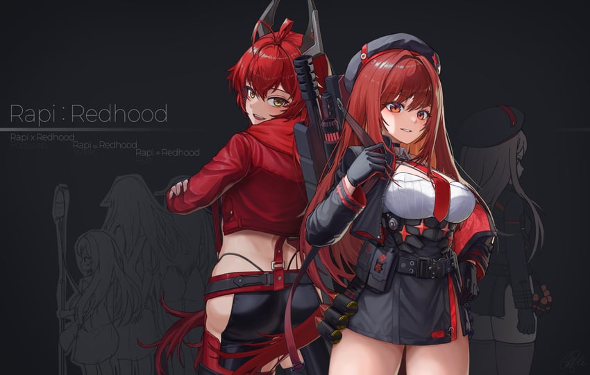 red hood, mass-produced nikke, and rapi (goddess of victory: nikke) drawn by sagle