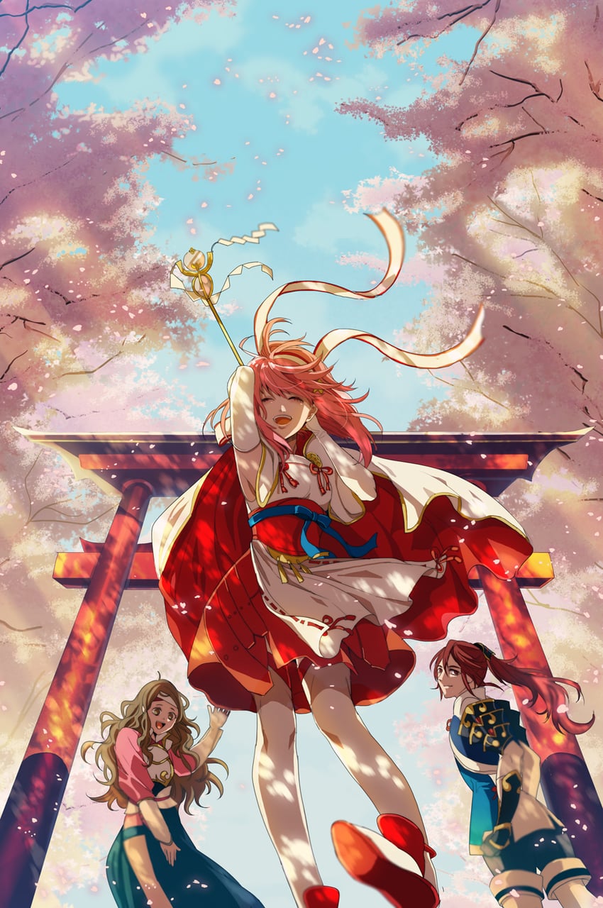 sakura, hana, and subaki (fire emblem and 1 more) drawn by tsuko_(25mnts)