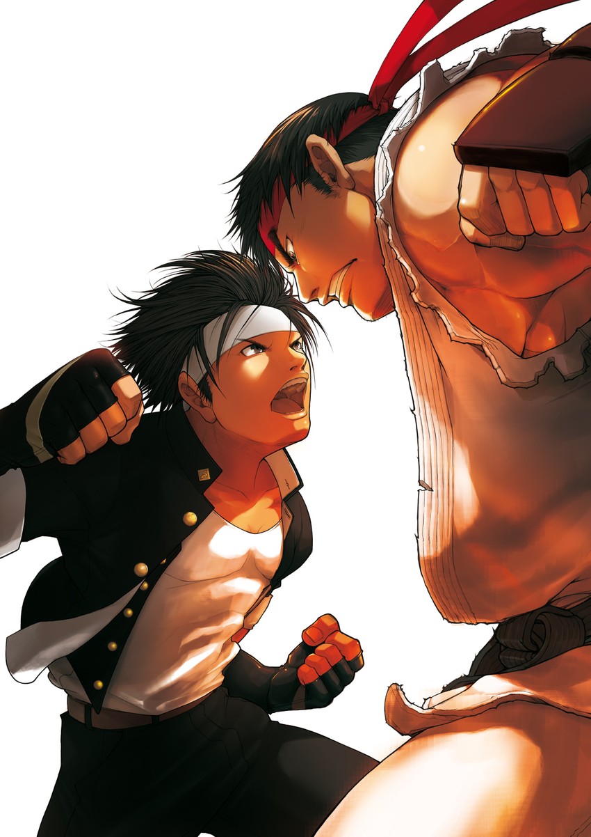 ryu and kusanagi kyou (street fighter and 3 more) drawn by falcoon