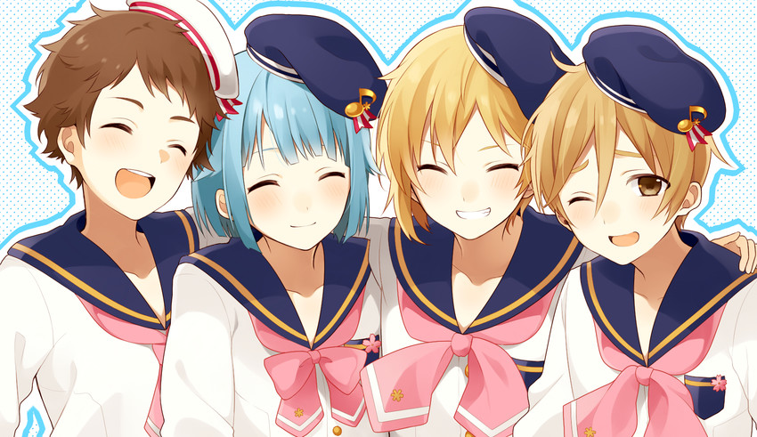 shino hajime, nito nazuna, mashiro tomoya, and tenma mitsuru (ensemble stars!) drawn by chisumi