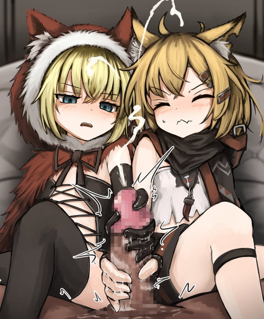 vermeil and red hood (arknights and 1 more) drawn by touko_olivia
