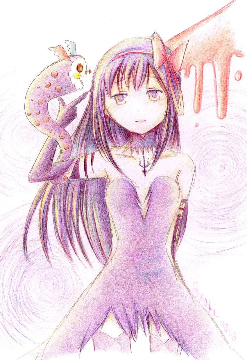 akemi homura, charlotte, and akuma homura (mahou shoujo madoka magica and 1 more) drawn by zaki_masa