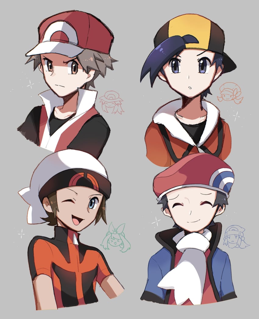 dawn, may, red, ethan, leaf, and 3 more (pokemon and 5 more) drawn by touyarokii