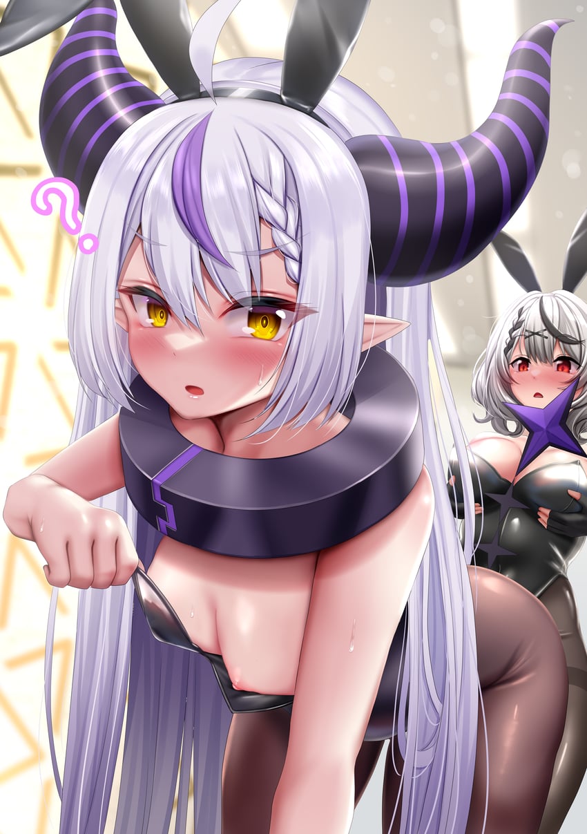 sakamata chloe and la+ darknesss (hololive) drawn by strelka_belca