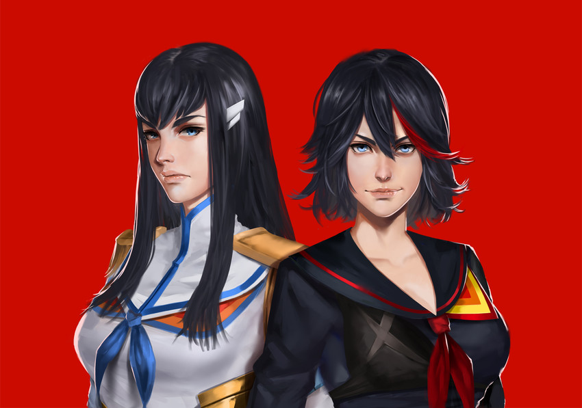 matoi ryuuko, senketsu, kiryuuin satsuki, and junketsu (kill la kill) drawn by easonx