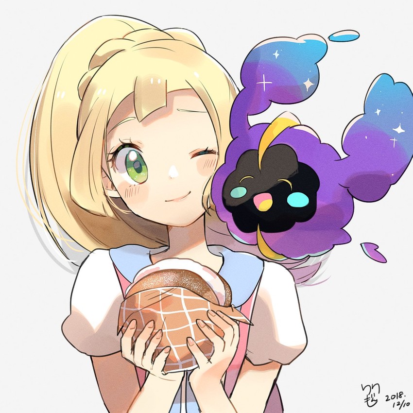 lillie and cosmog (pokemon and 1 more) drawn by ririmon